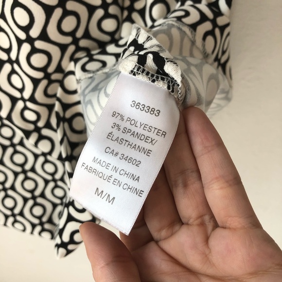 Mario Serrani Italy printed blk white dress sz md - Picture 3 of 10